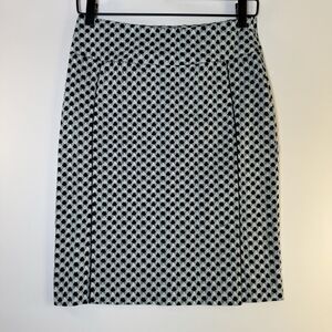 Margaret M Pencil Skirt Womens Small Black White Geometric Stretch Preppy Office